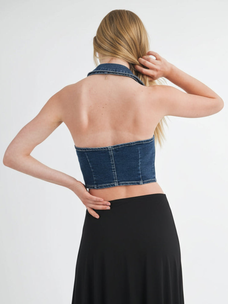 Denim Halter Vest
