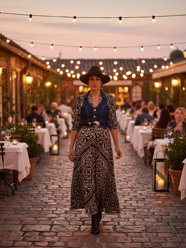 Daphne Black Aztec Maxi