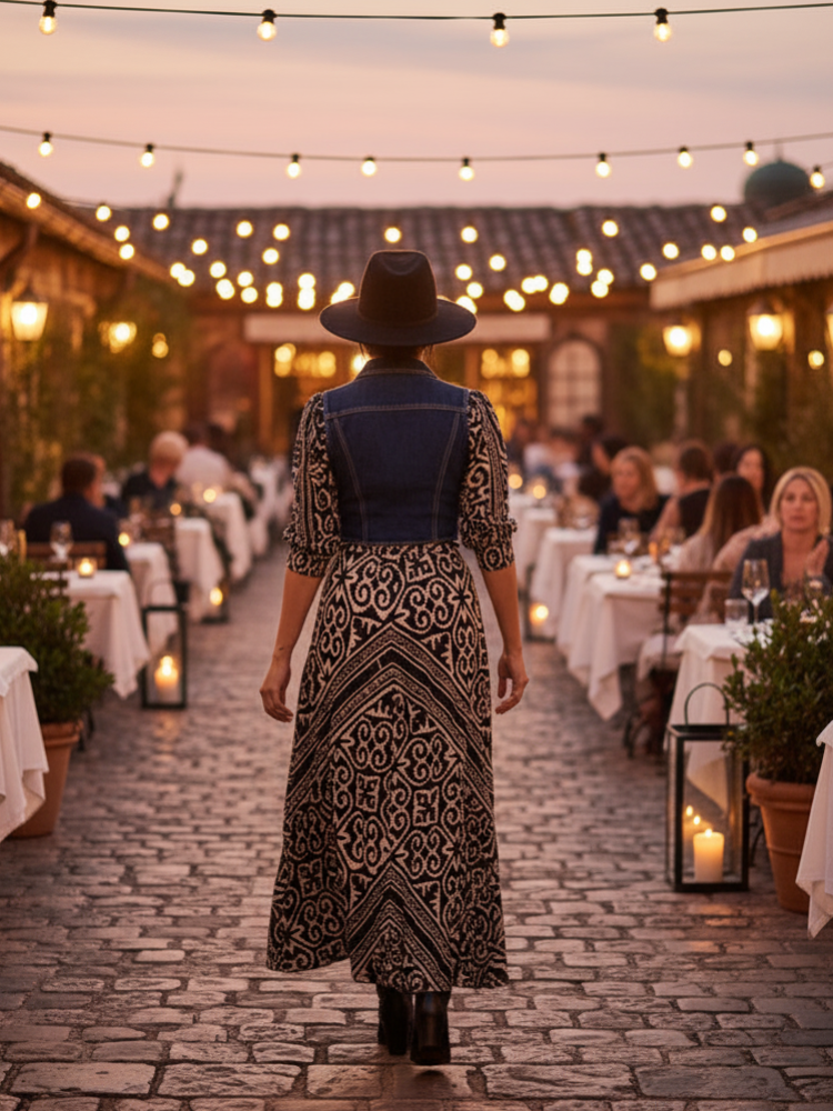 Daphne Black Aztec Maxi