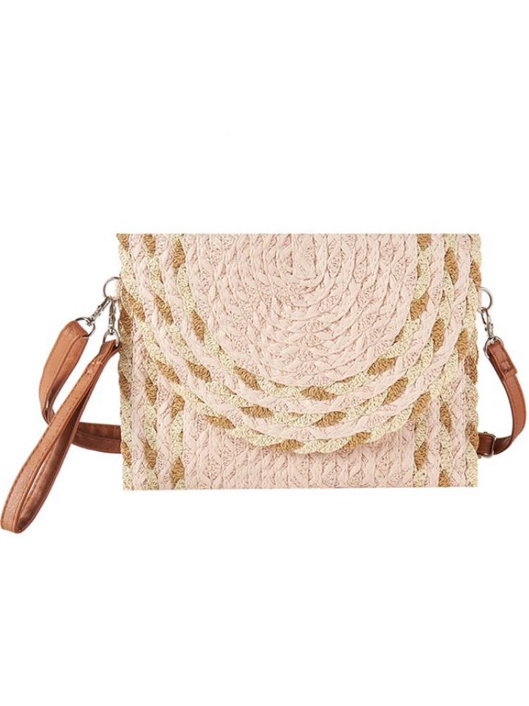 Mixed Detail Straw Clutch