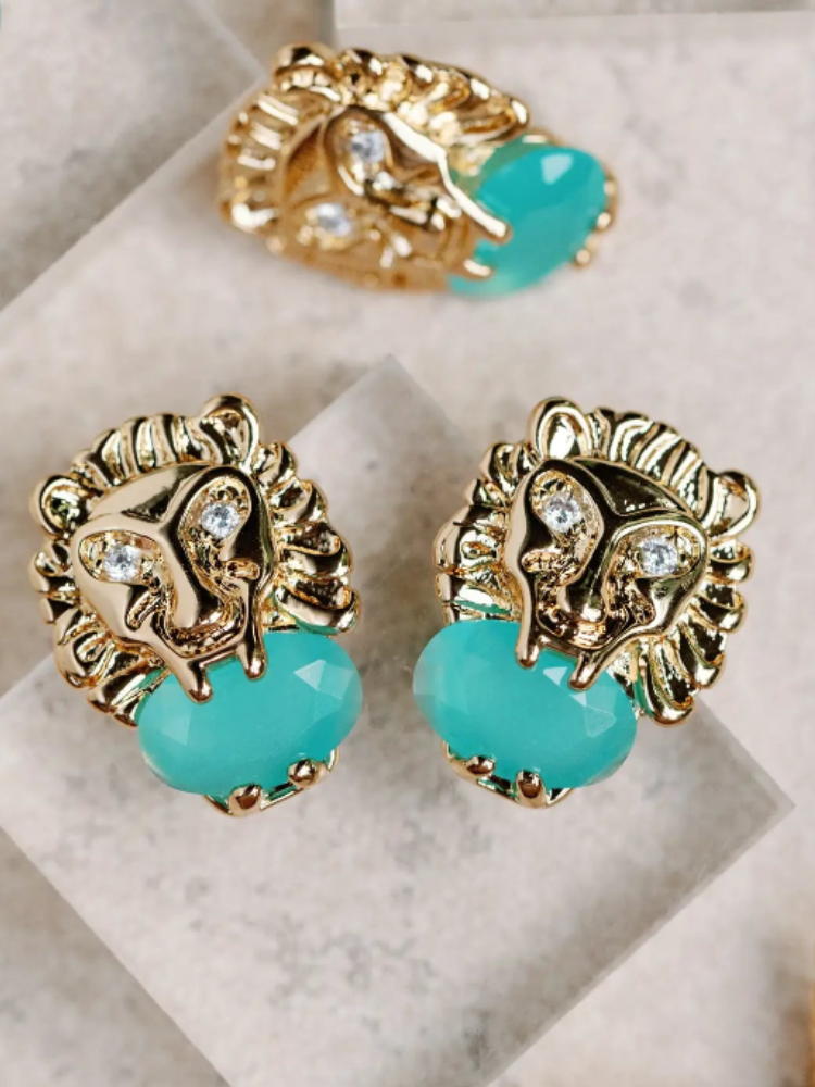 Turquoise Lion Stud