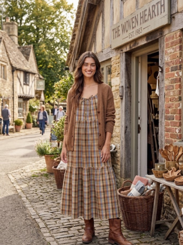 Mocha Plaid Day Dress