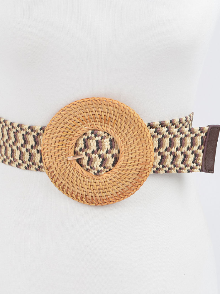 Round Buckle Weave Belt