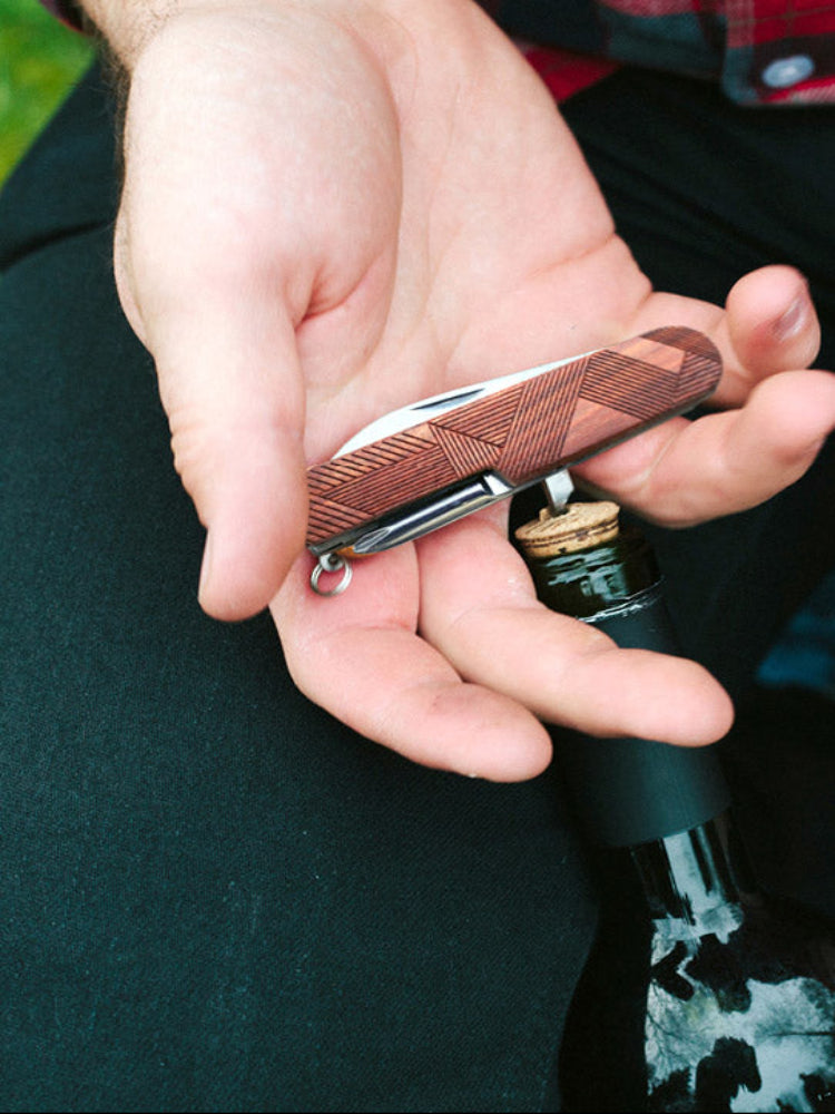 Engraved Wood Pocket Knife