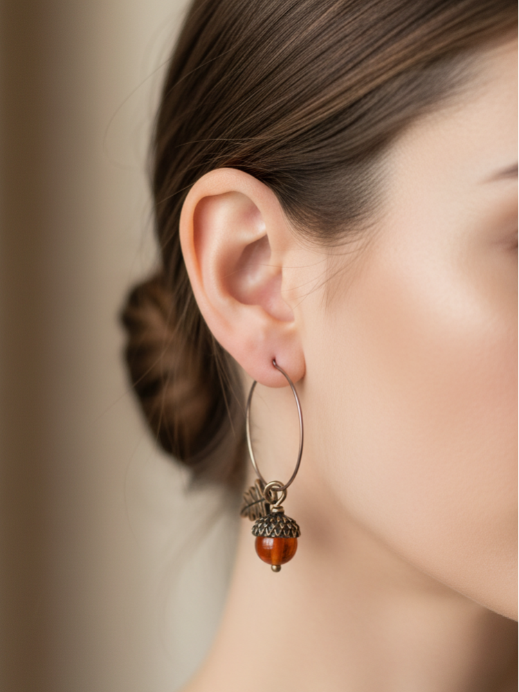 Acorn Hoop Earring