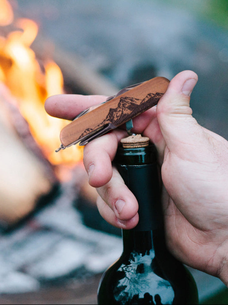 Engraved Wood Pocket Knife