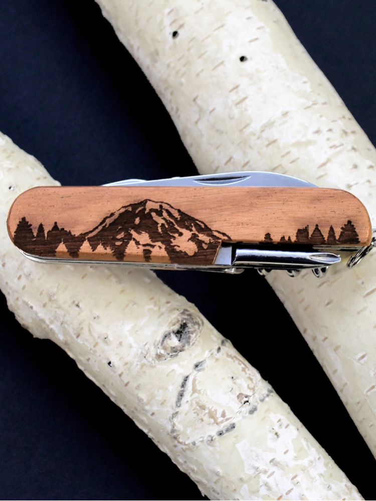 Engraved Wood Pocket Knife