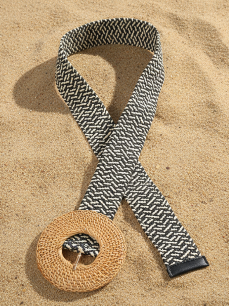 Round Buckle Weave Belt