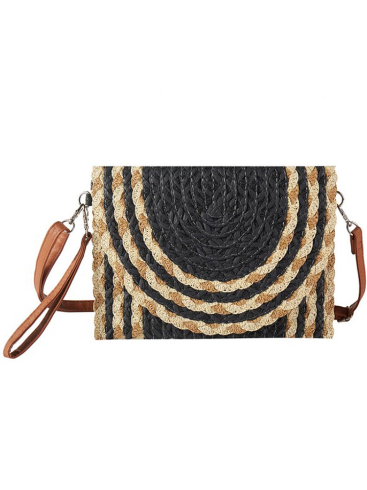 Mixed Detail Straw Clutch
