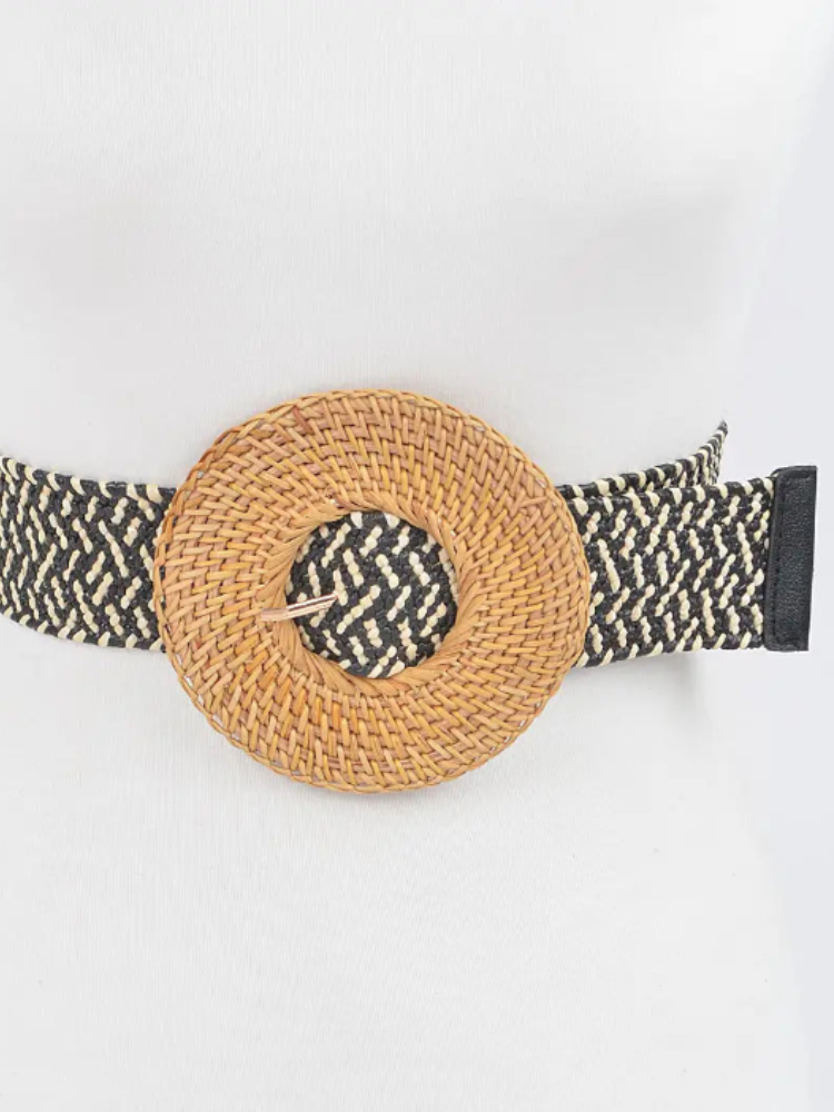 Round Buckle Weave Belt