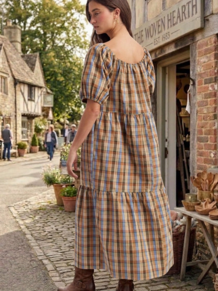 Mocha Plaid Day Dress