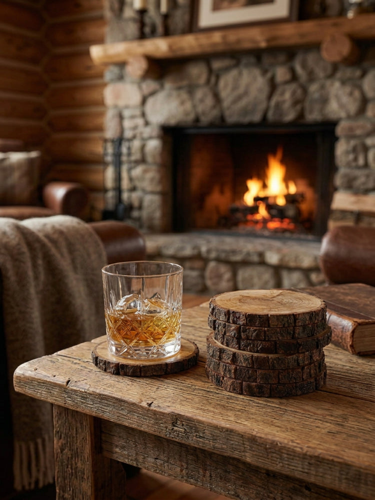 Wood Bark Coaster Set of 4