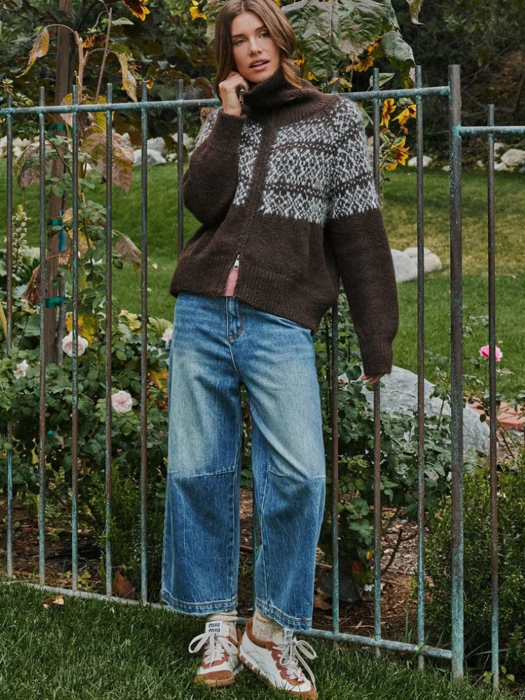 Espresso Nordic Fair Isle Zip Up