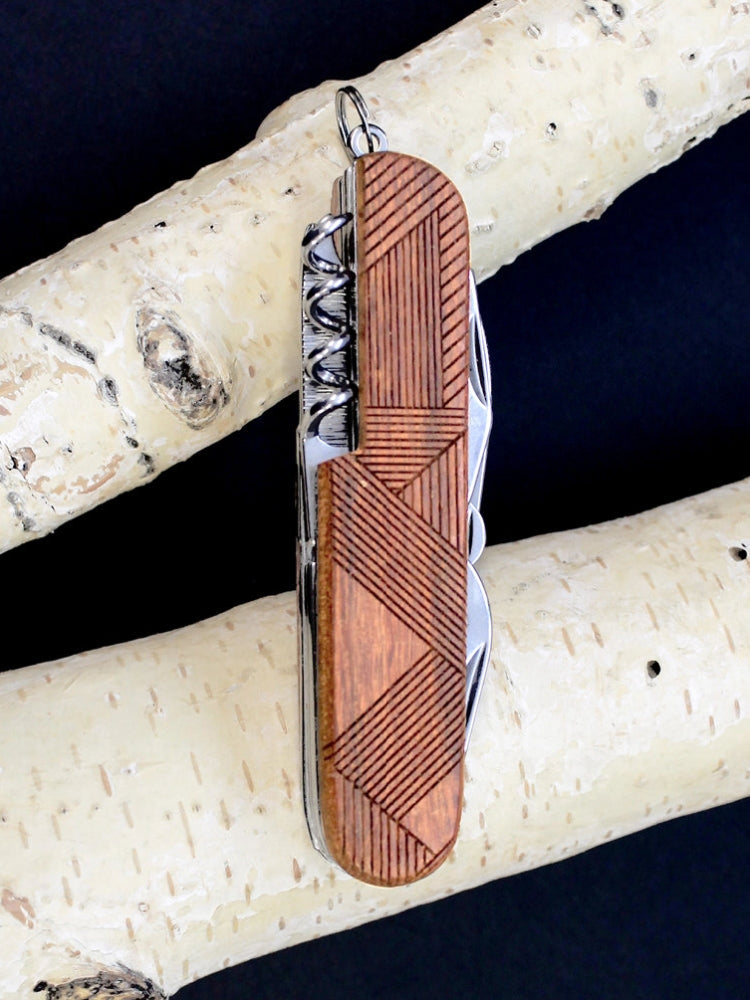 Engraved Wood Pocket Knife