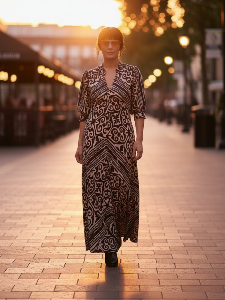 Daphne Black Aztec Maxi