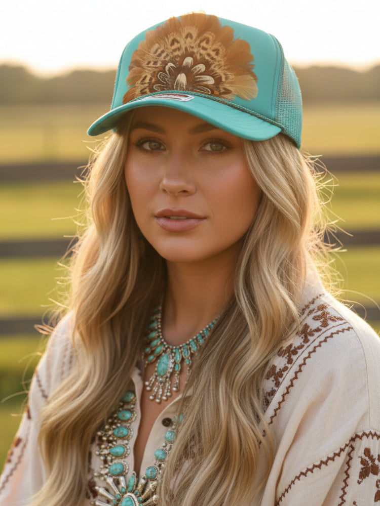 Feather Trucker Hat