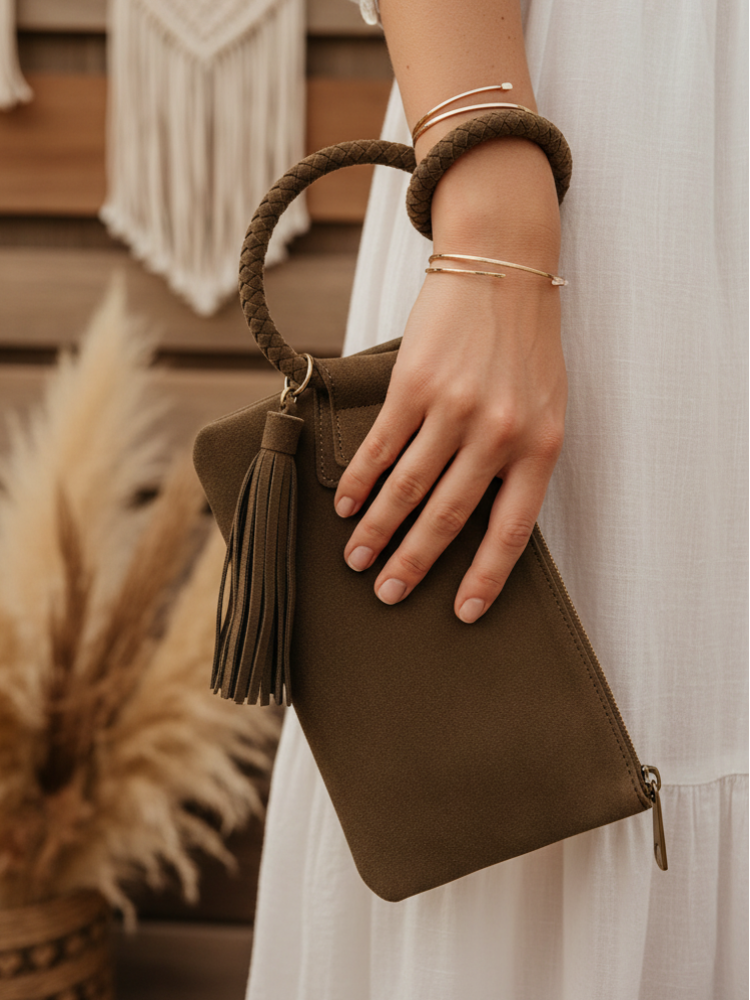 Braided Suede Wristlet