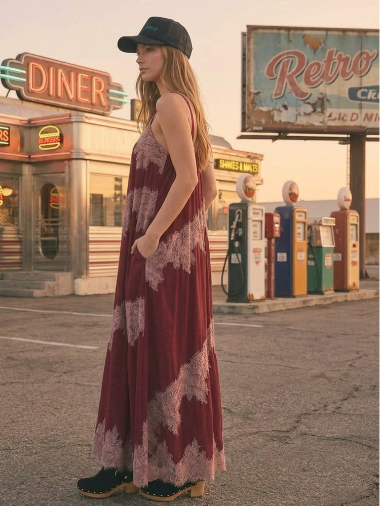 Berry Contrast Slip Maxi
