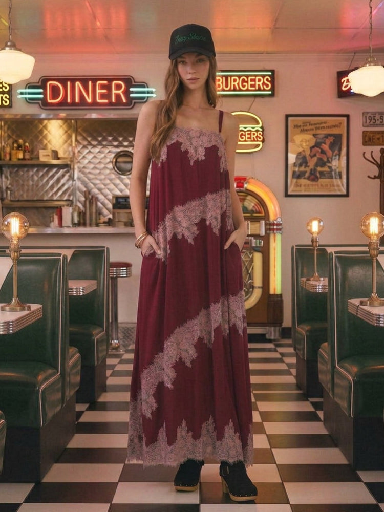 Berry Contrast Slip Maxi