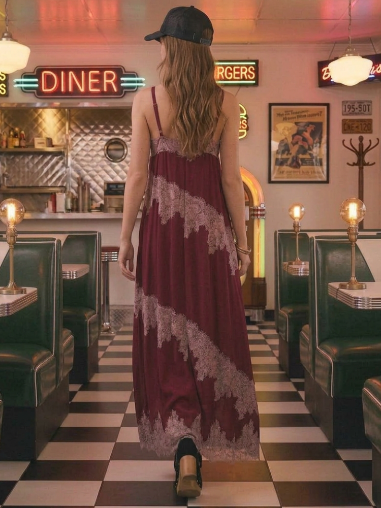 Berry Contrast Slip Maxi