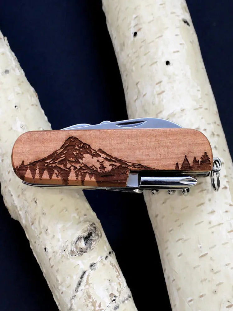 Engraved Wood Pocket Knife