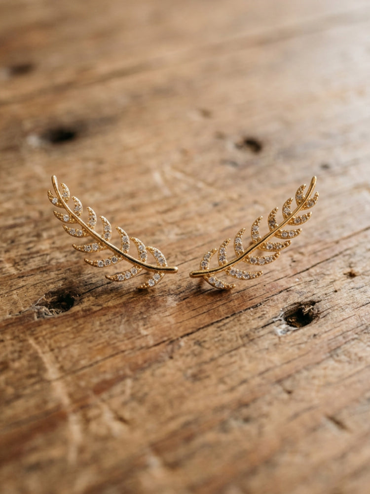 Crystal Leaf Climber Earring