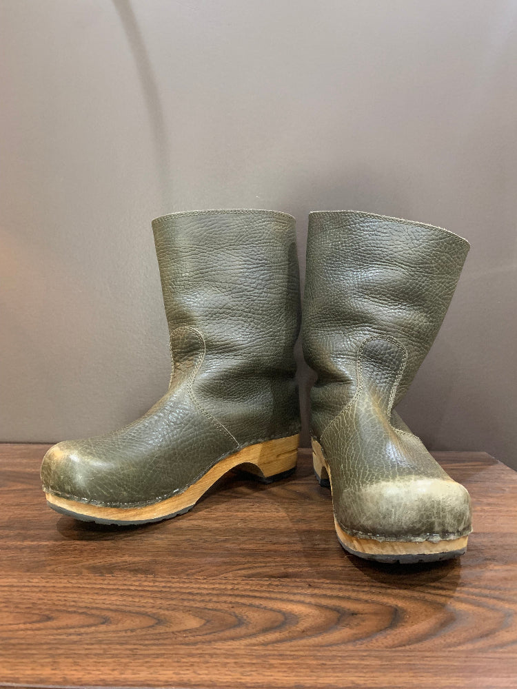 Distressed Olive Clog Boot