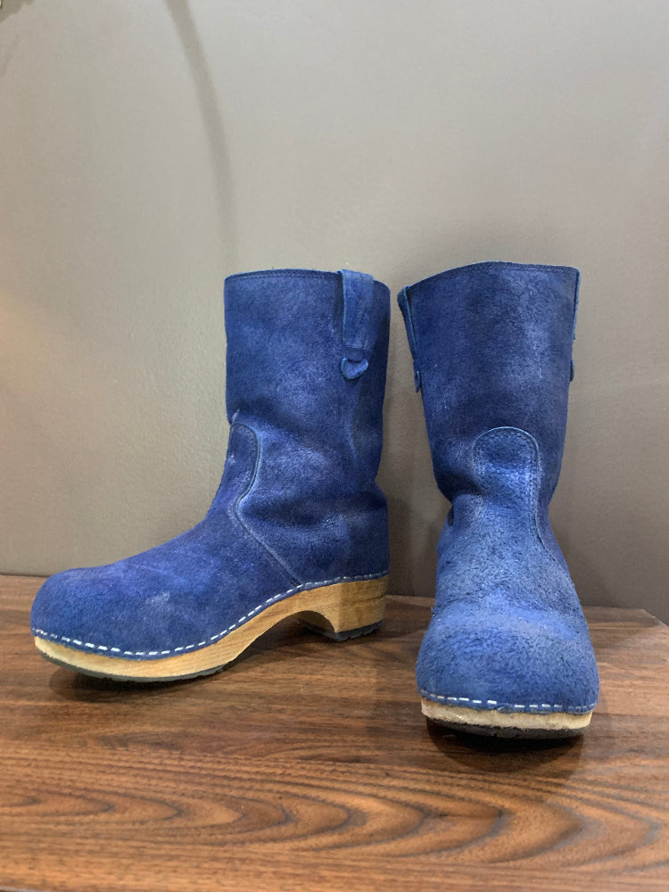 Blue Suede Clog Boot