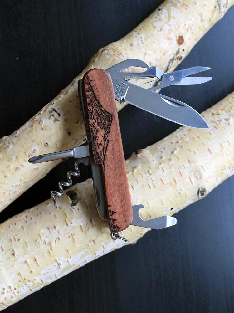 Engraved Wood Pocket Knife