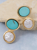 Turquoise and Pearl Stud