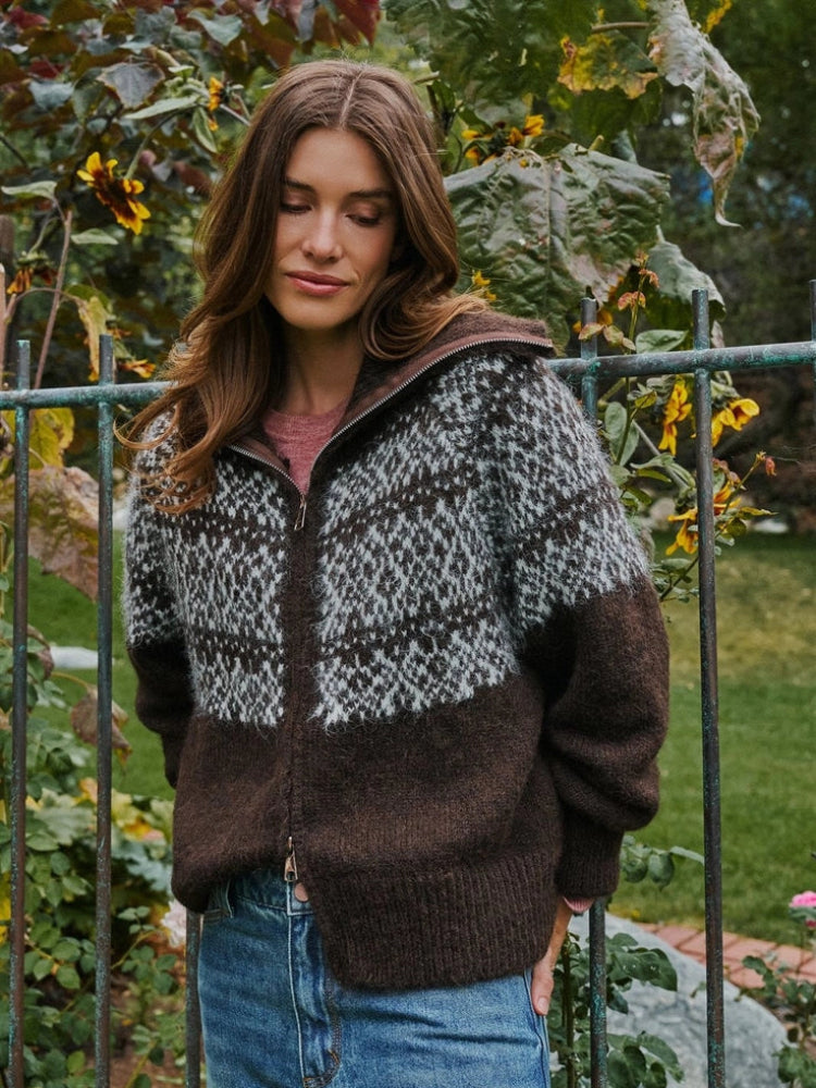 Espresso Nordic Fair Isle Zip Up