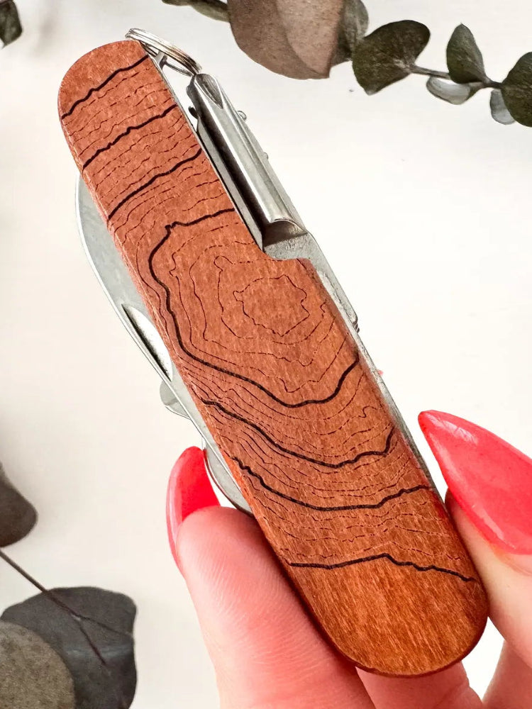 Engraved Wood Pocket Knife