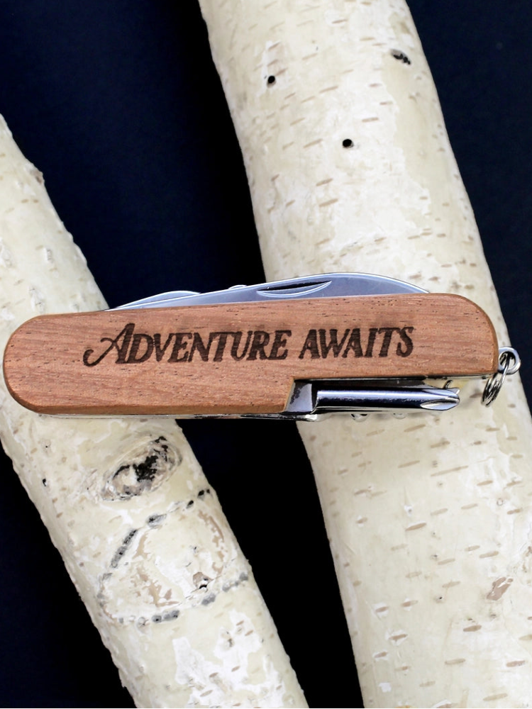 Engraved Wood Pocket Knife
