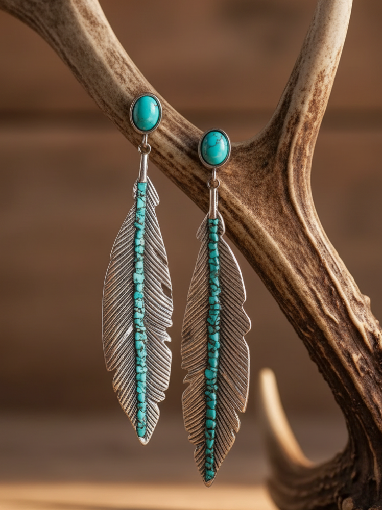 Feather Drop Earrings