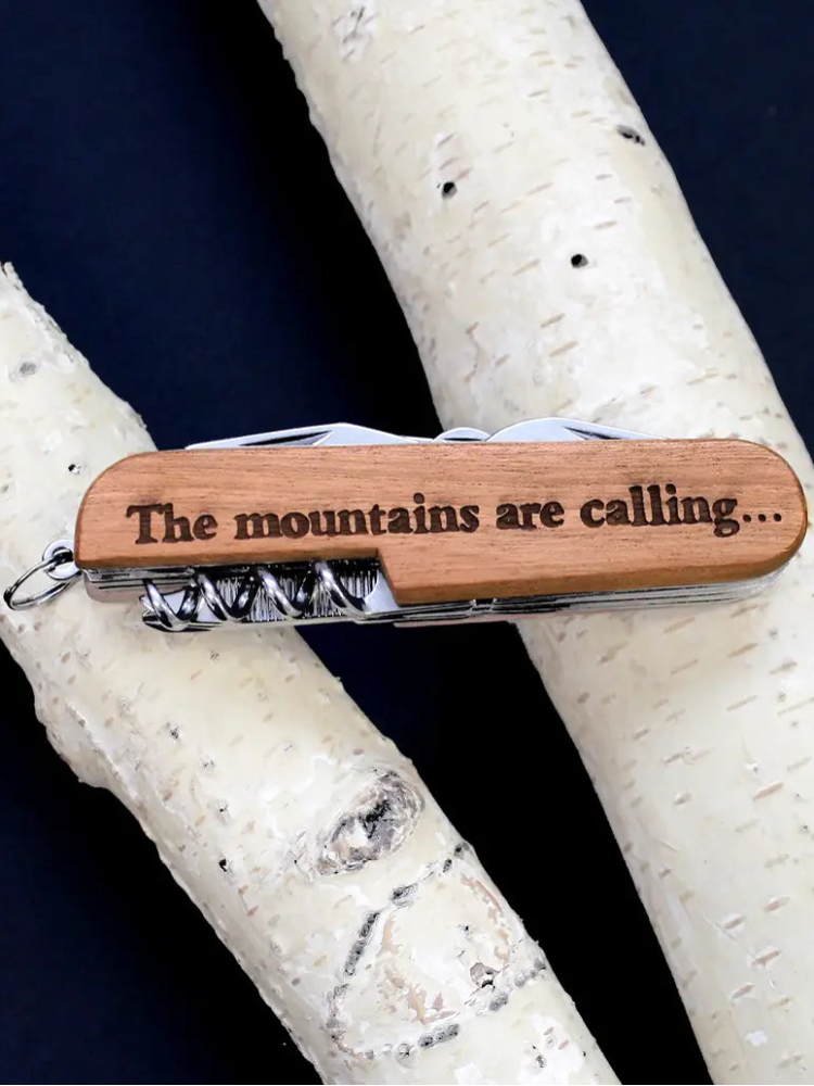 Engraved Wood Pocket Knife