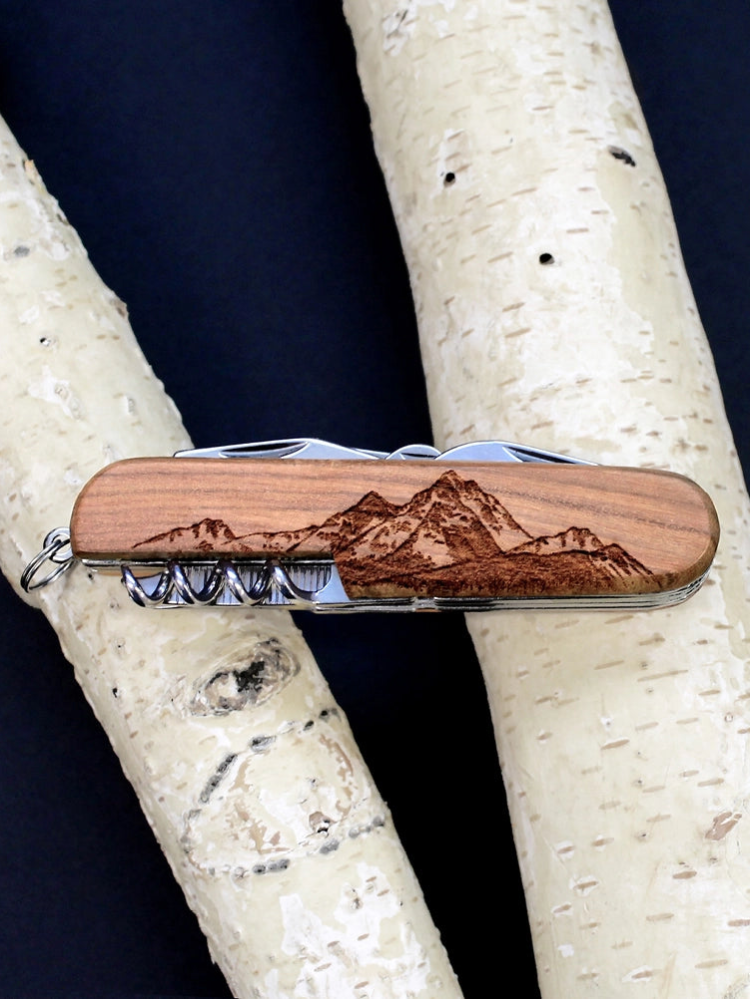 Engraved Wood Pocket Knife