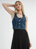 Denim Halter Vest