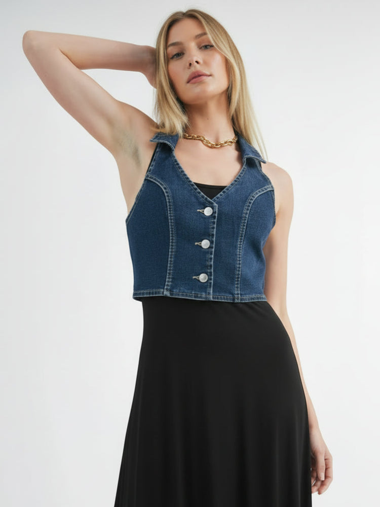 Denim Halter Vest