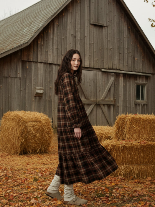 Tiered Toffee Long Dress
