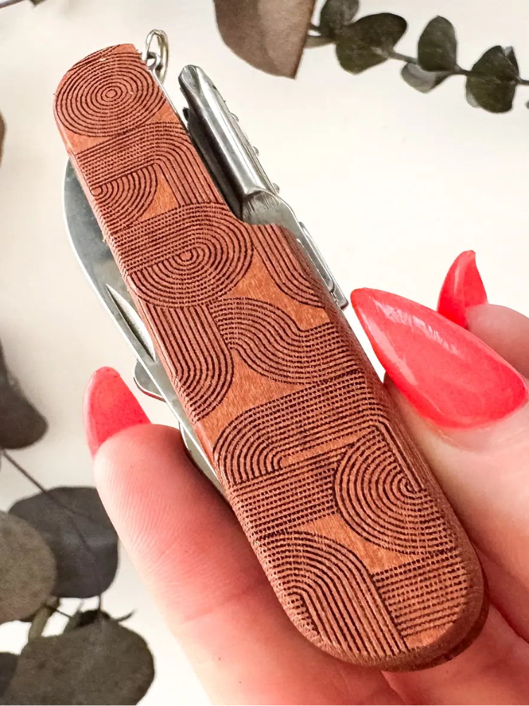 Engraved Wood Pocket Knife