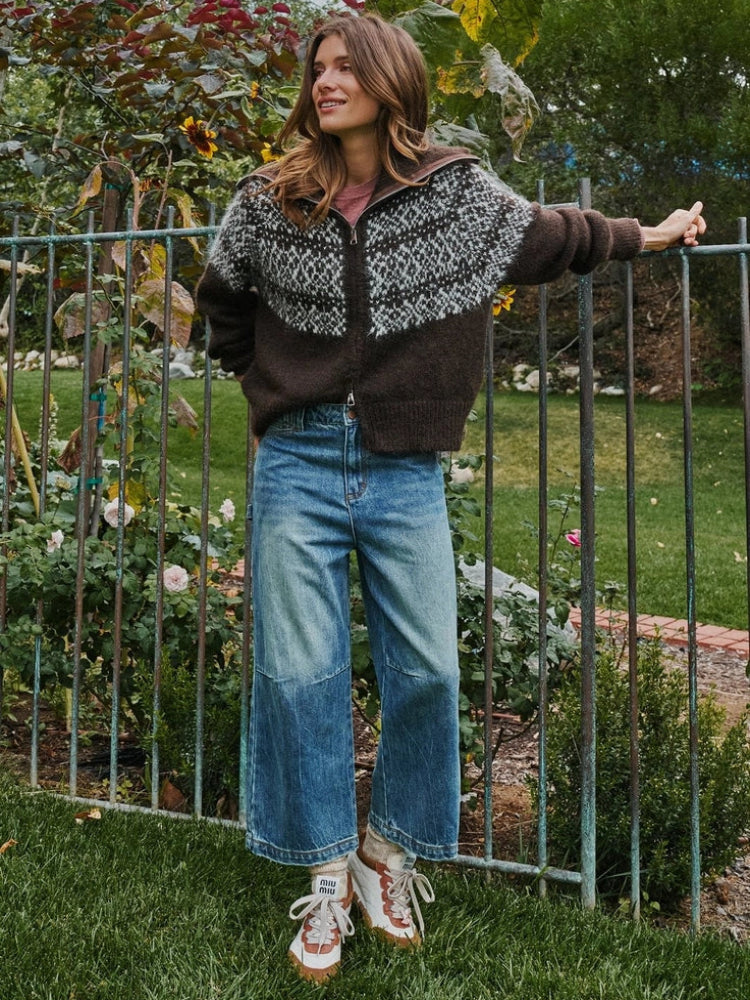 Espresso Nordic Fair Isle Zip Up