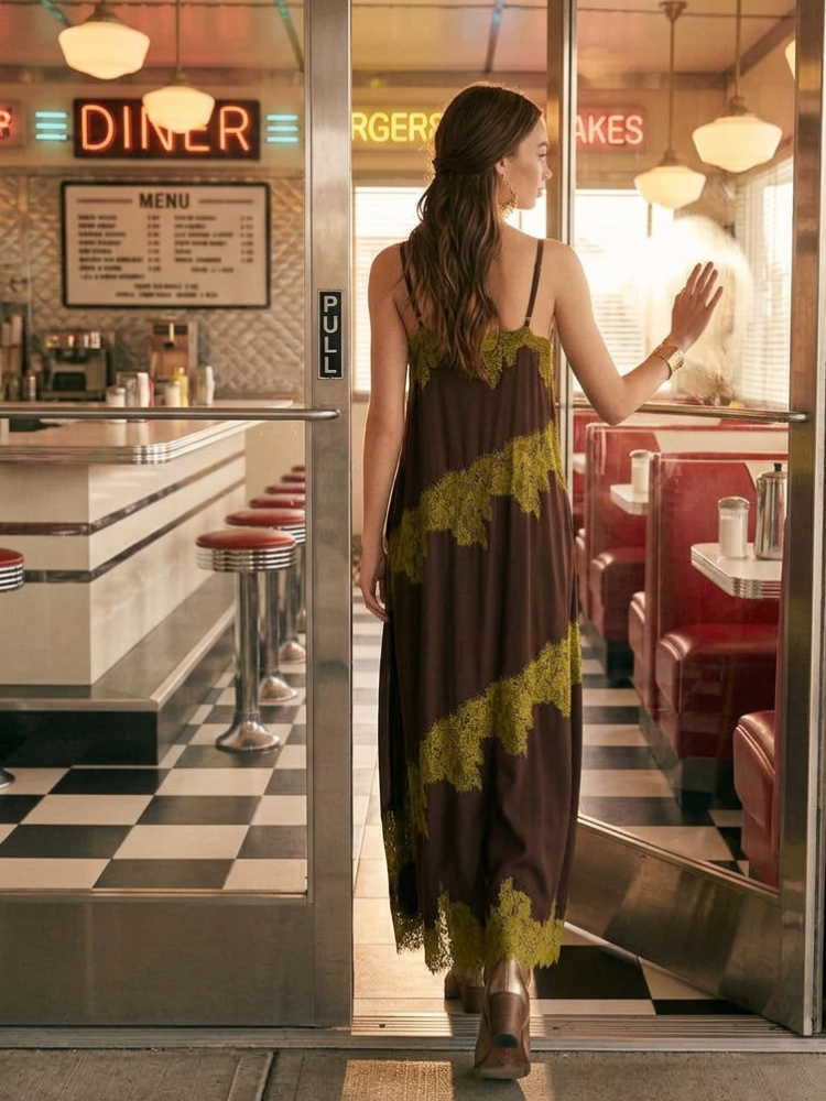 Chocolate Contrast Slip Maxi