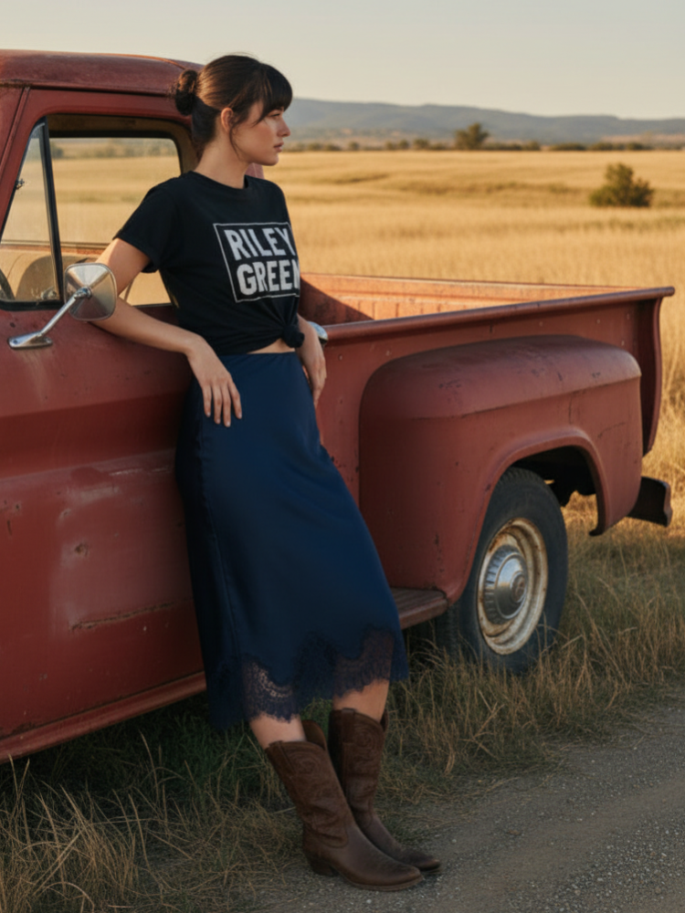 Navy Slip Skirt