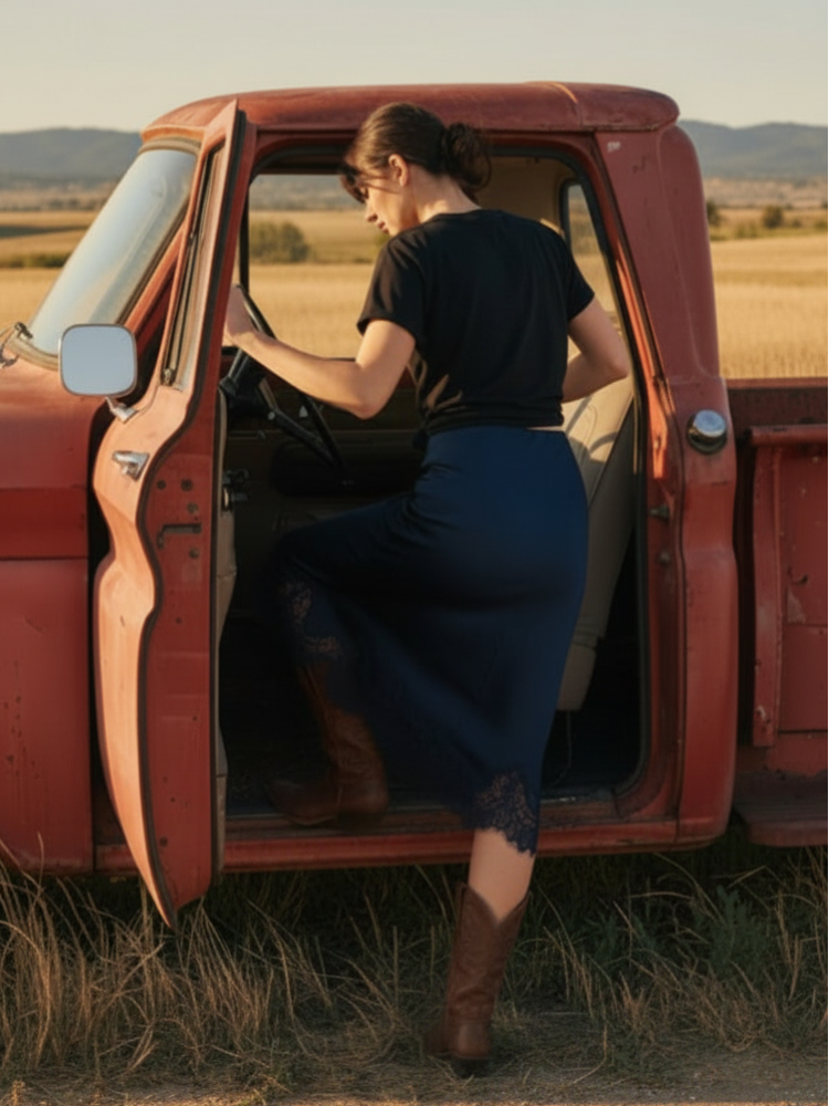 Navy Slip Skirt