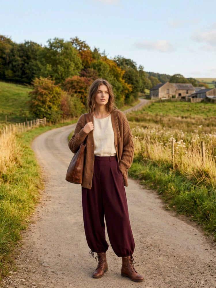 Burgundy Balloon Trouser